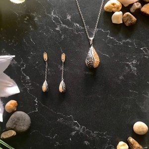 Dazzling Yin&Yang Design Necklace and Earring Set